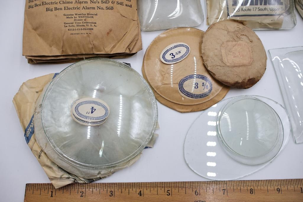 Vintage Clock Glass, Watch Crystal & Repair Parts Lot - 4