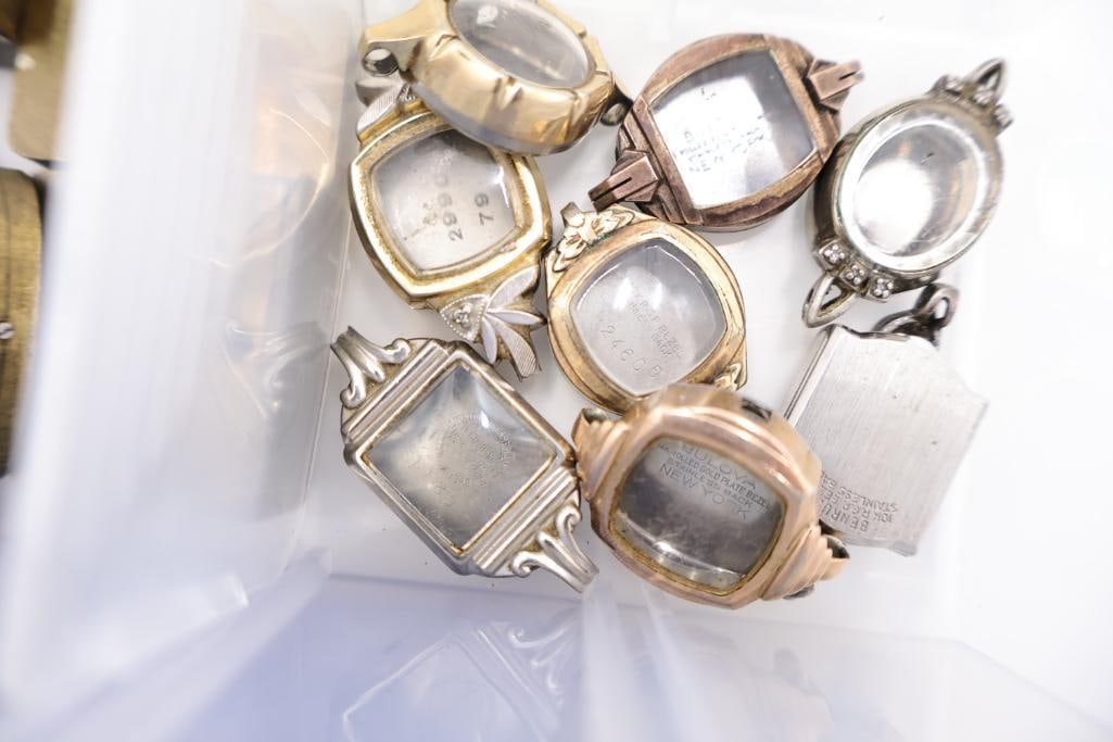 Vintage Watch Parts, Cases & Watchmaker Repair Lot - 12