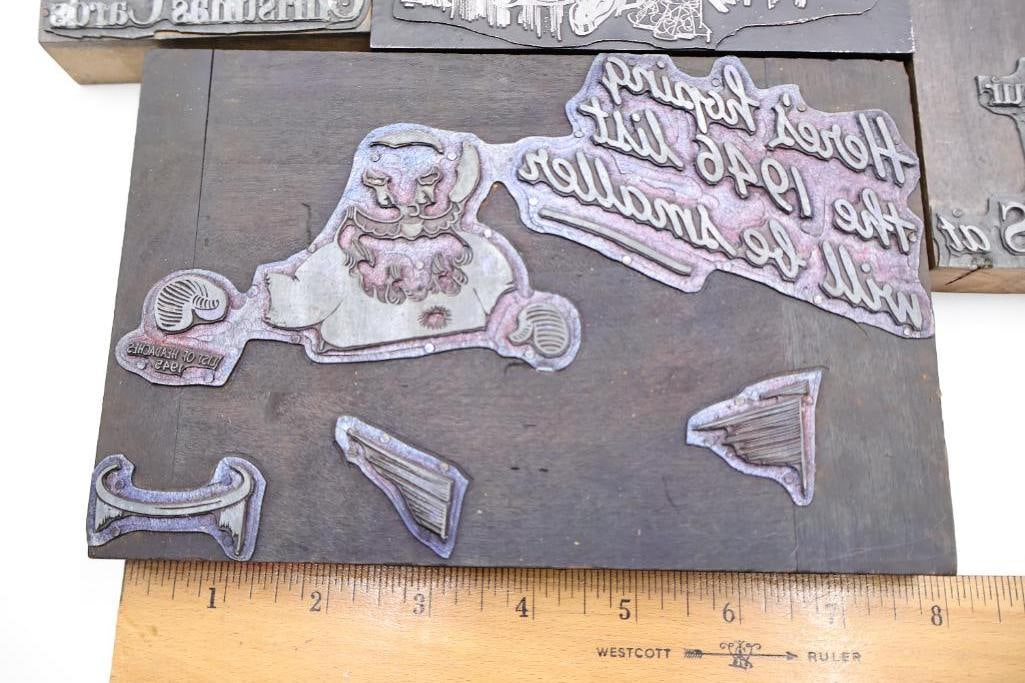 Large Antique Wood Printing Block & Stamp Collection - 14