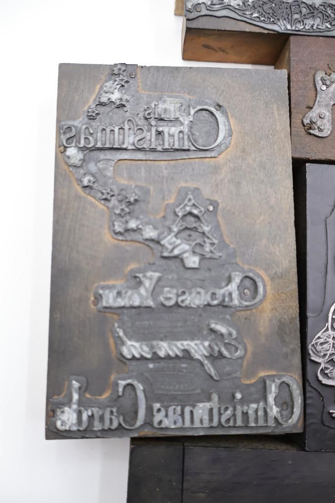 Large Antique Wood Printing Block & Stamp Collection - 15