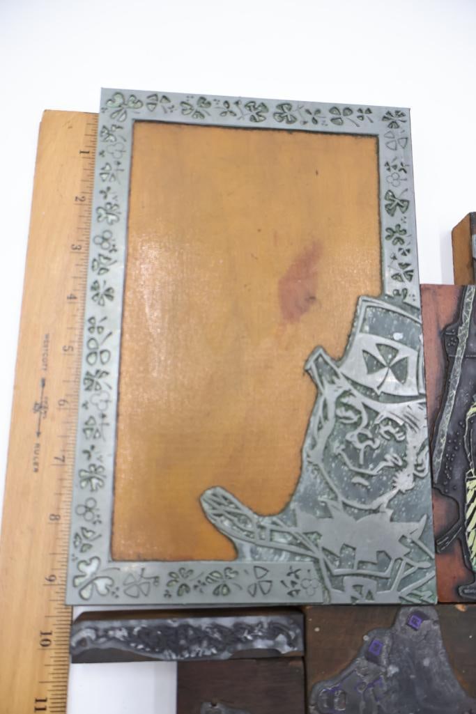 Large Antique Wood Printing Block & Stamp Collection - 16