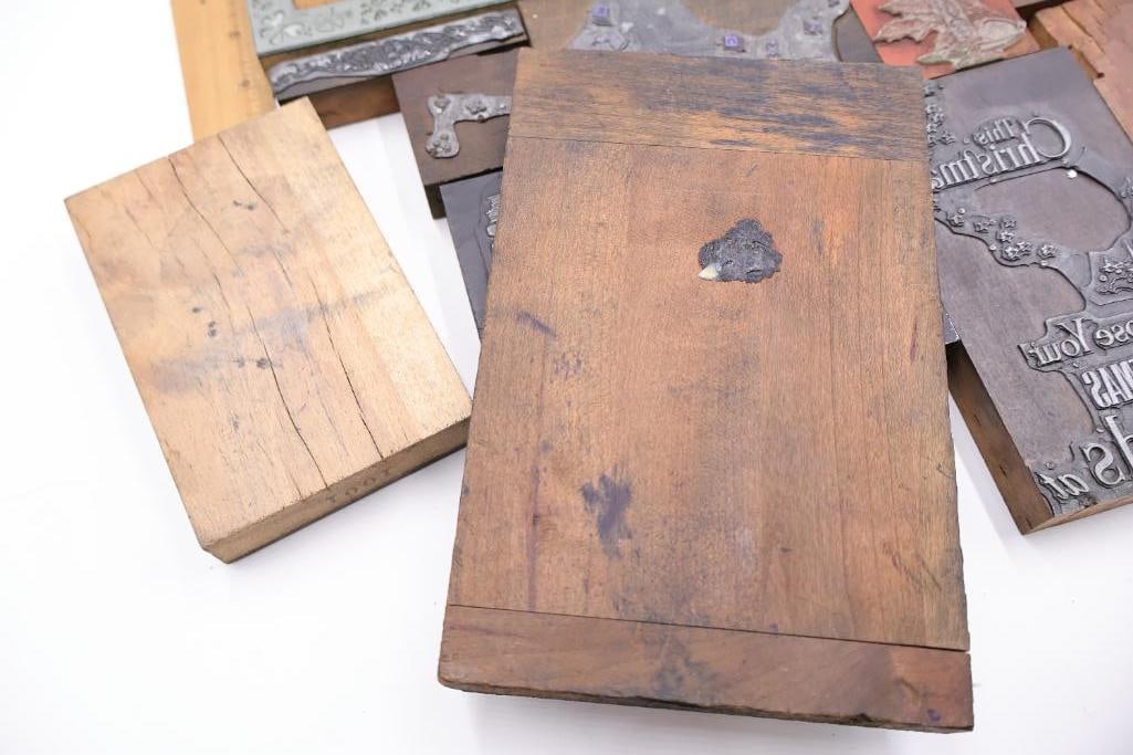Large Antique Wood Printing Block & Stamp Collection - 17