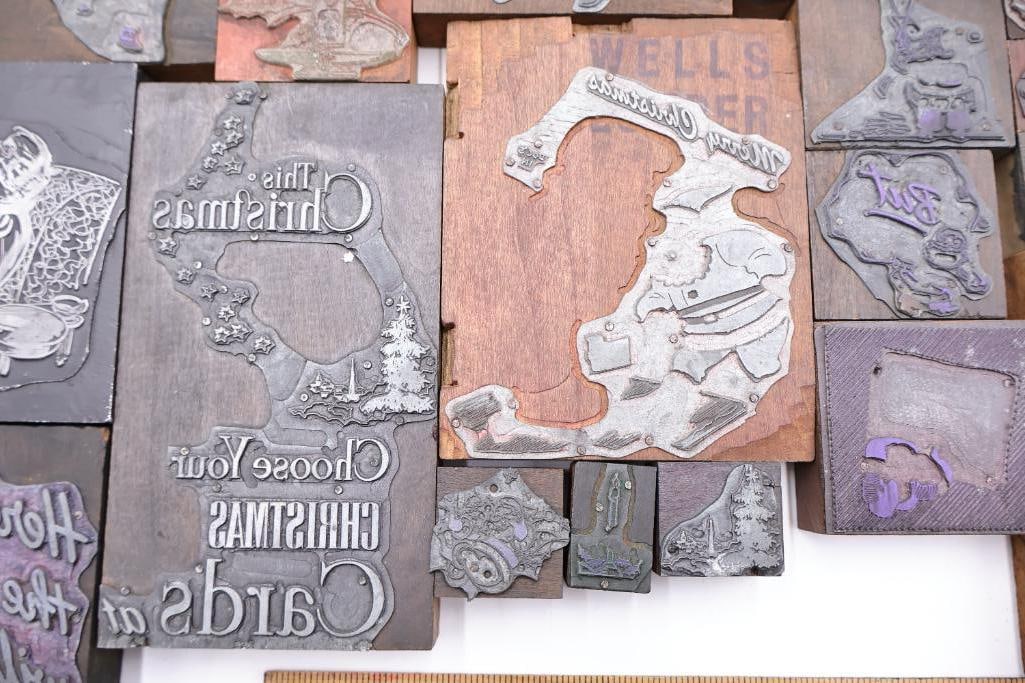 Large Antique Wood Printing Block & Stamp Collection - 7