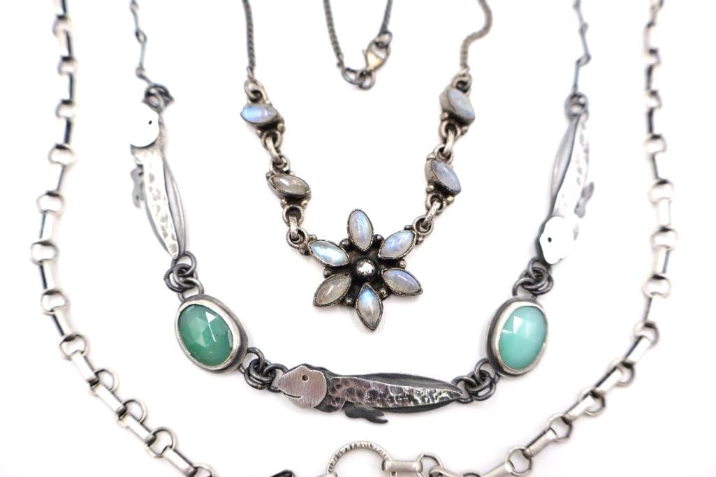 Collection of silver tone statement necklaces - 4