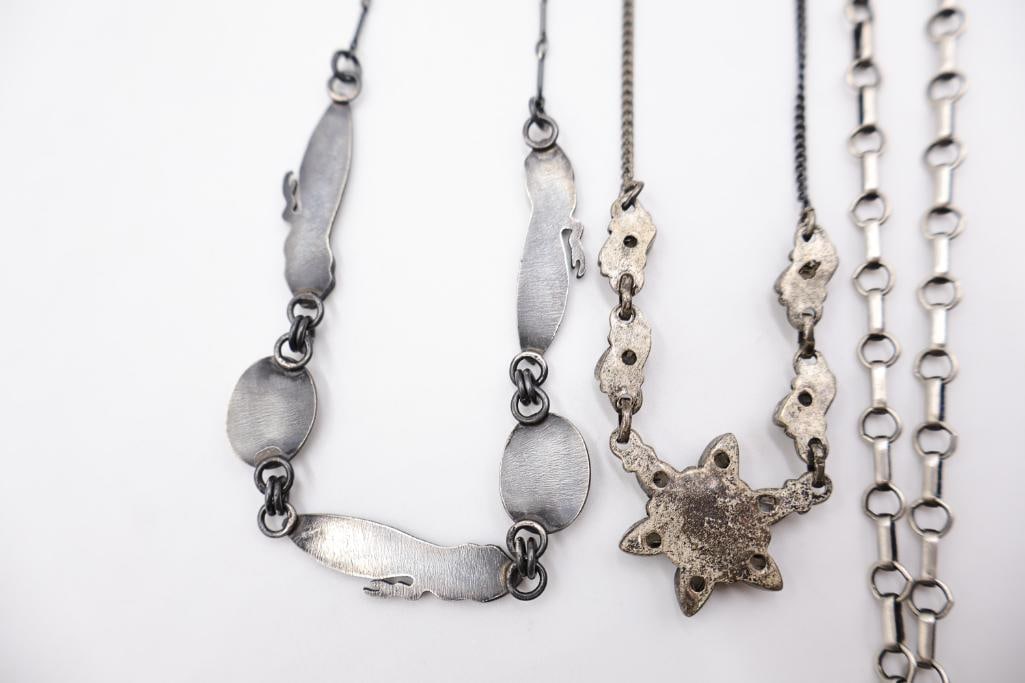 Collection of silver tone statement necklaces - 7