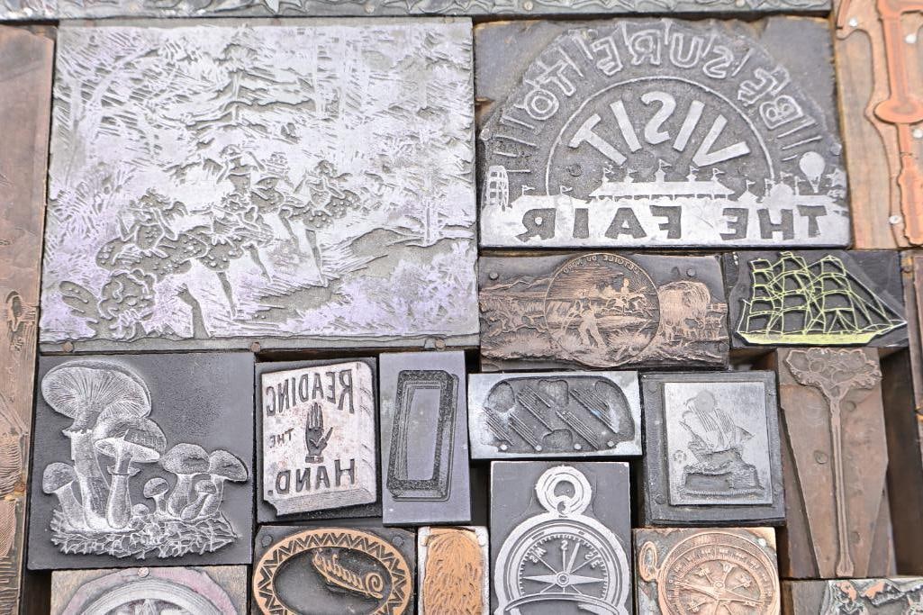Collection of Antique Printing Plates, Engraving Blocks & Letterpress Dies - 10