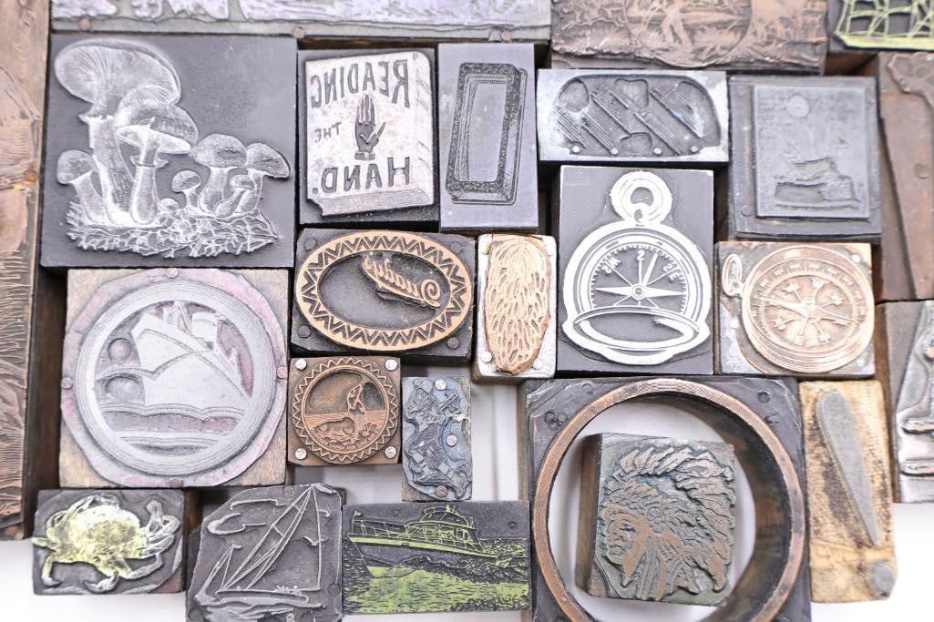 Collection of Antique Printing Plates, Engraving Blocks & Letterpress Dies - 11
