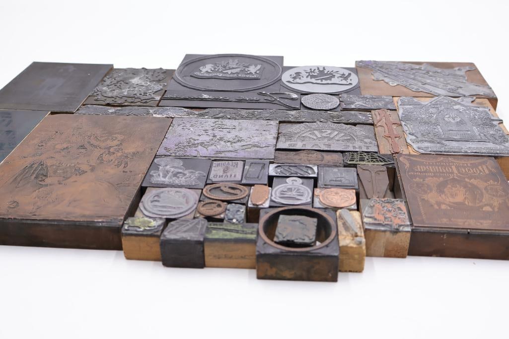 Collection of Antique Printing Plates, Engraving Blocks & Letterpress Dies - 14