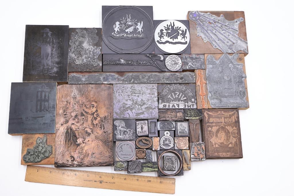 Collection of Antique Printing Plates, Engraving Blocks & Letterpress Dies - 2