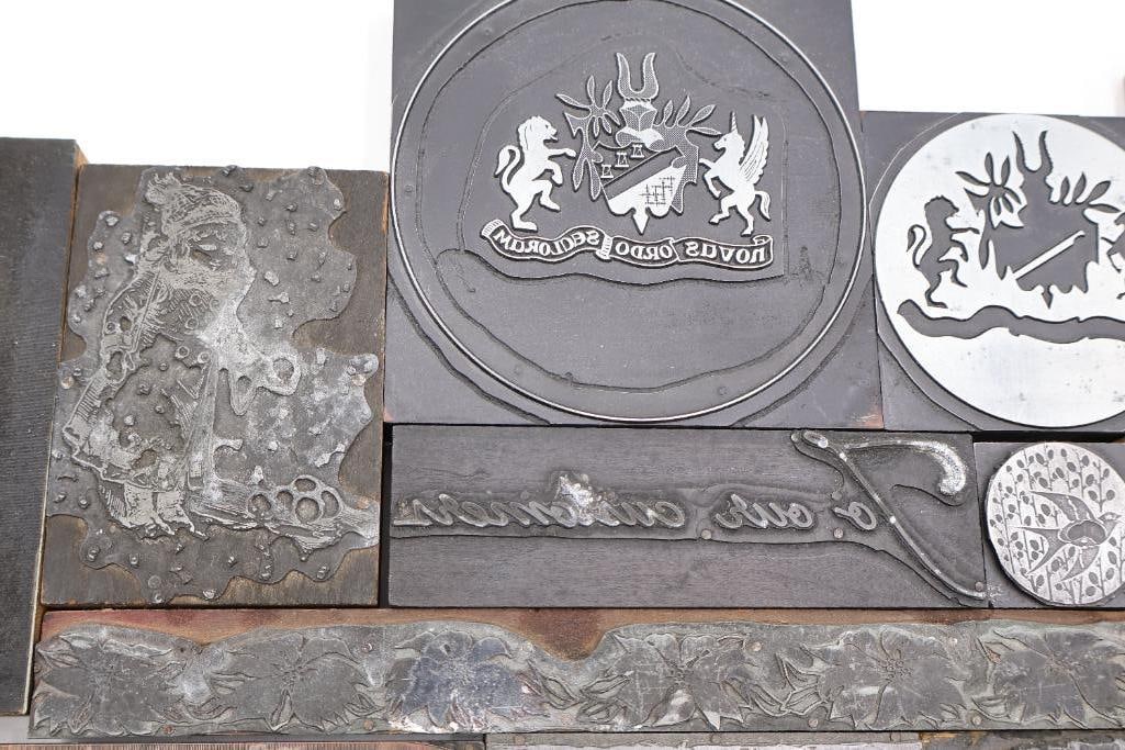 Collection of Antique Printing Plates, Engraving Blocks & Letterpress Dies - 7