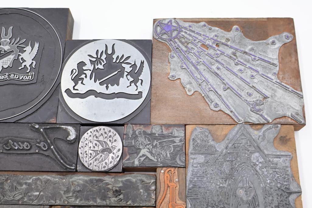 Collection of Antique Printing Plates, Engraving Blocks & Letterpress Dies - 8