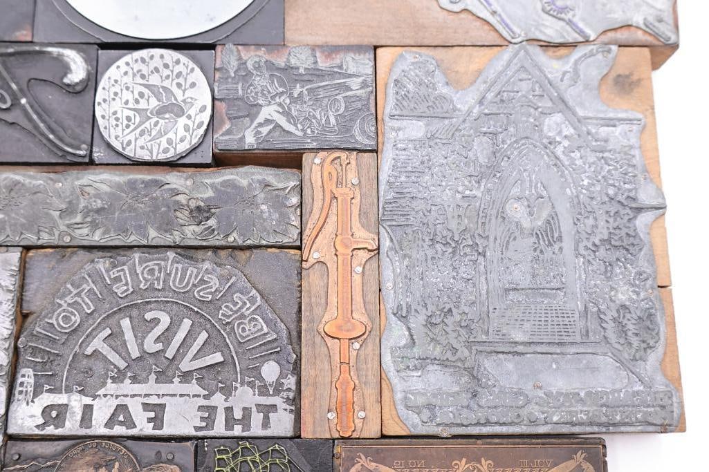 Collection of Antique Printing Plates, Engraving Blocks & Letterpress Dies - 9