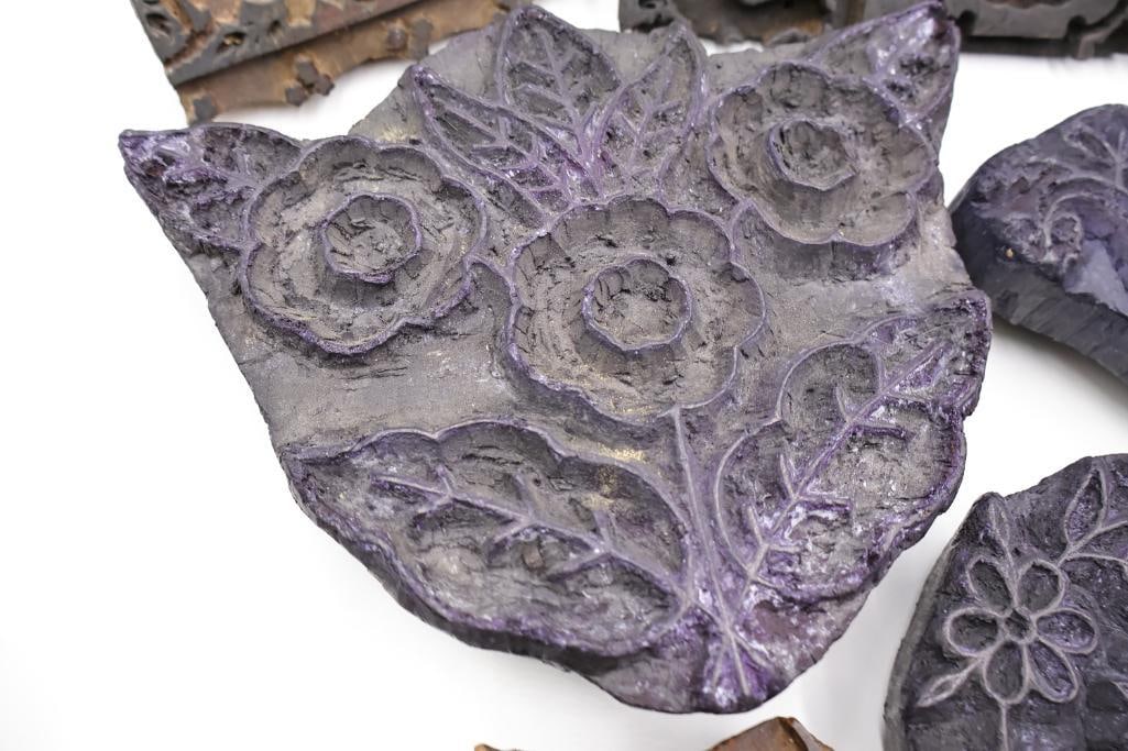 Collection of Antique Textile Printing Blocks & Carved Stamps - 13