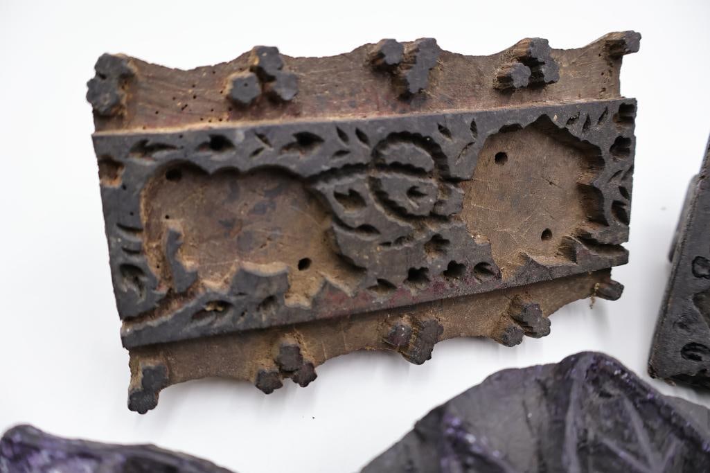 Collection of Antique Textile Printing Blocks & Carved Stamps - 14