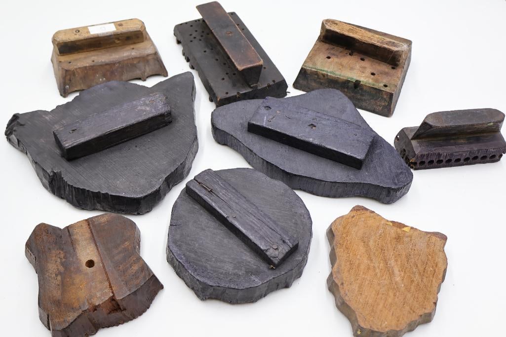 Collection of Antique Textile Printing Blocks & Carved Stamps - 17