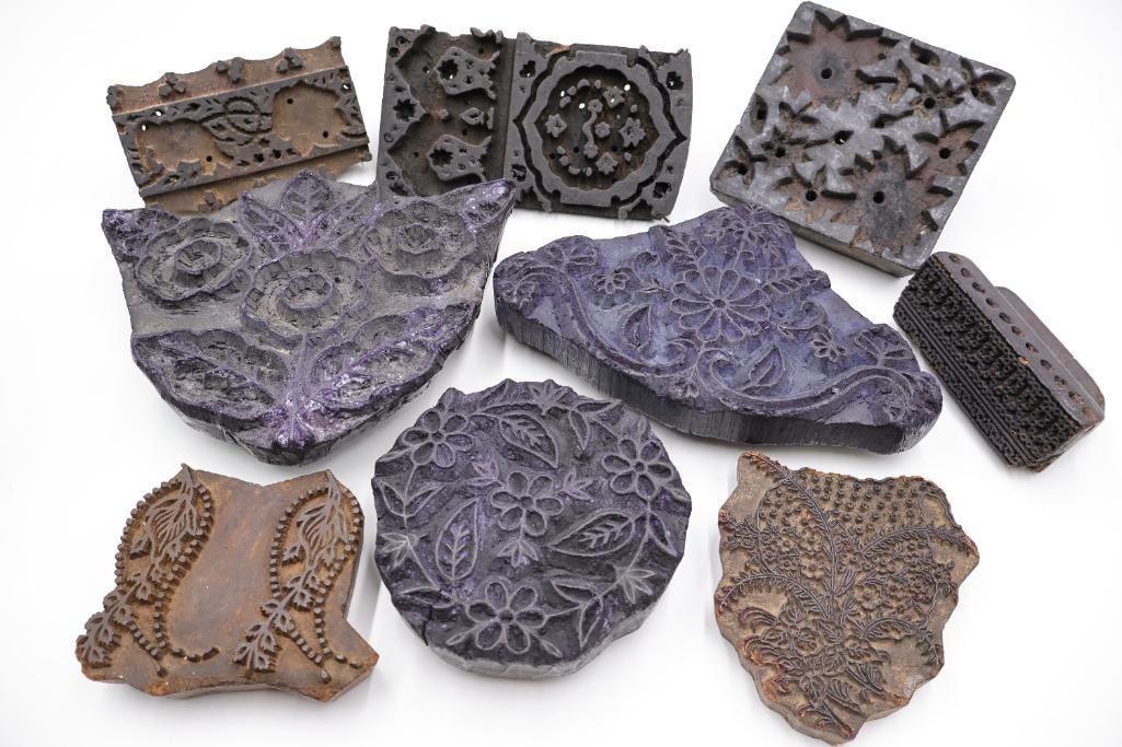Collection of Antique Textile Printing Blocks & Carved Stamps (1 of 17)