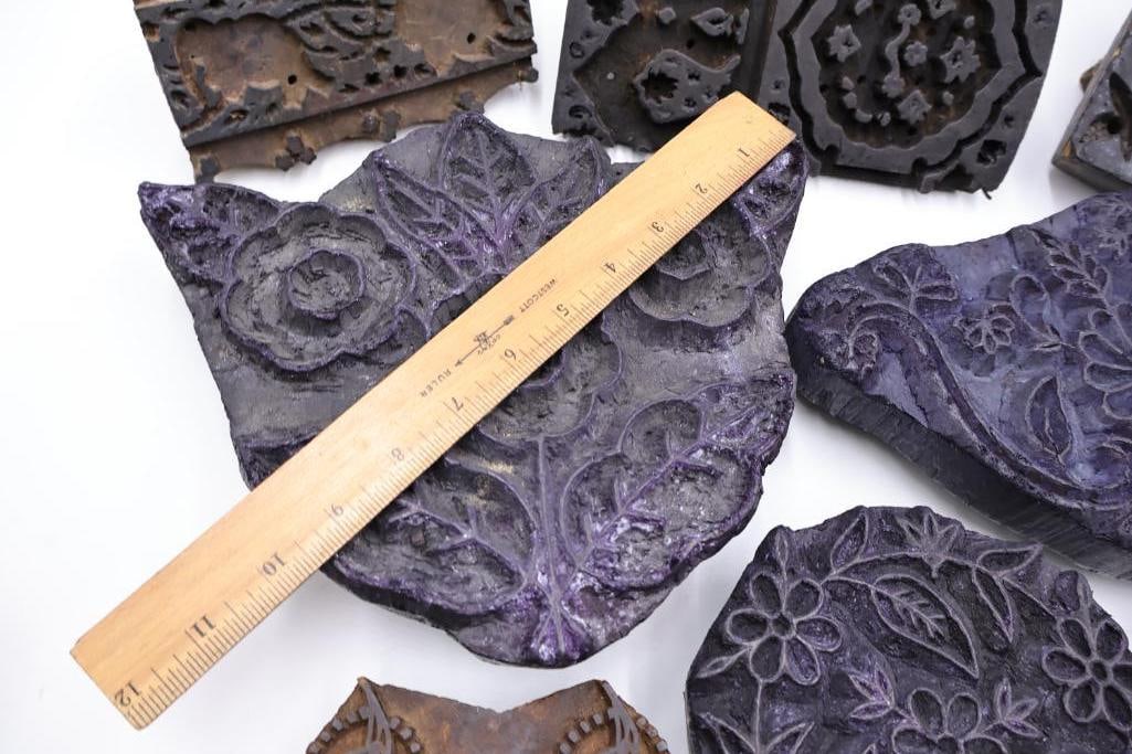 Collection of Antique Textile Printing Blocks & Carved Stamps - 3