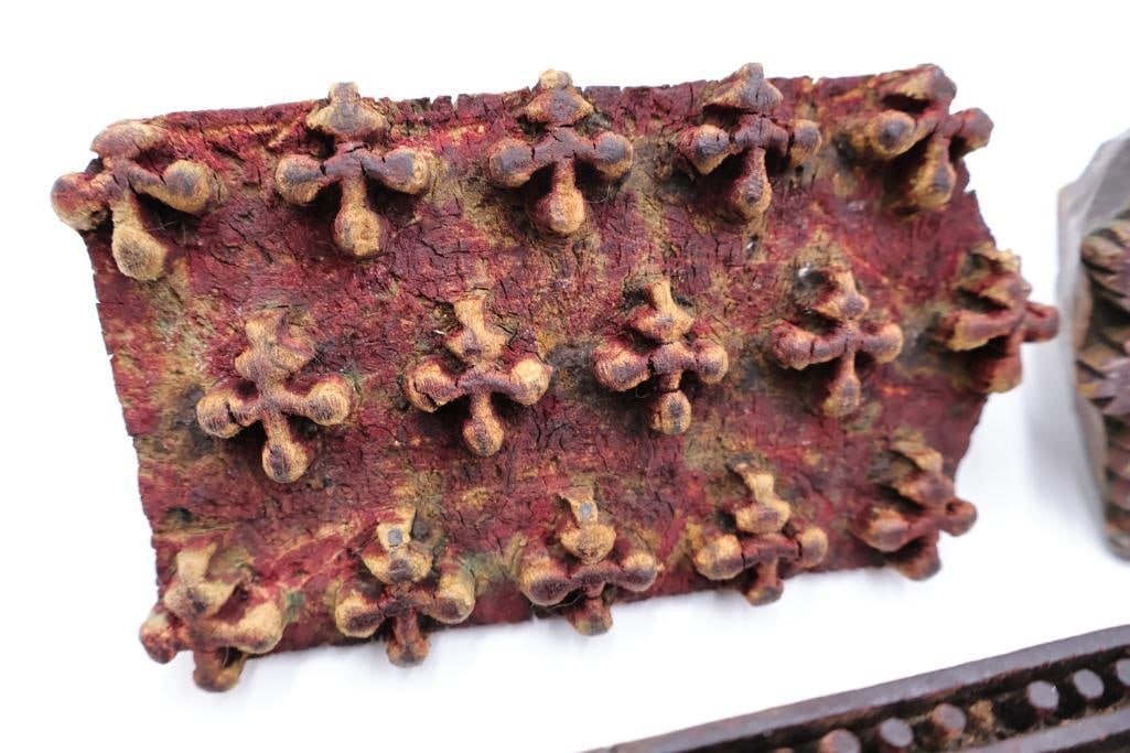 Assorted Antique Carved Textile Printing Blocks & Folk Art Stamps - 10