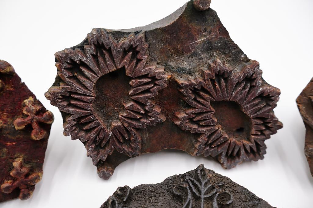 Assorted Antique Carved Textile Printing Blocks & Folk Art Stamps - 11