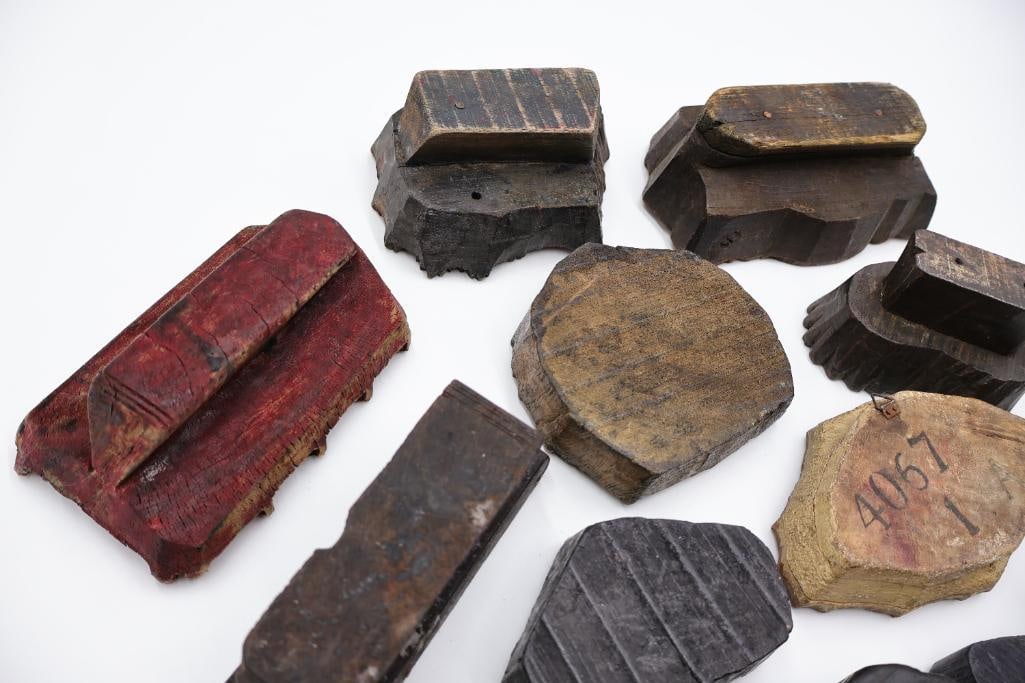 Assorted Antique Carved Textile Printing Blocks & Folk Art Stamps - 15