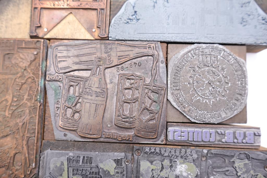 Assorted Vintage Letterpress Printing Blocks & Advertising Plates - 10
