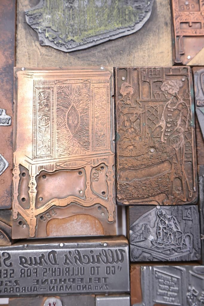 Assorted Vintage Letterpress Printing Blocks & Advertising Plates - 11