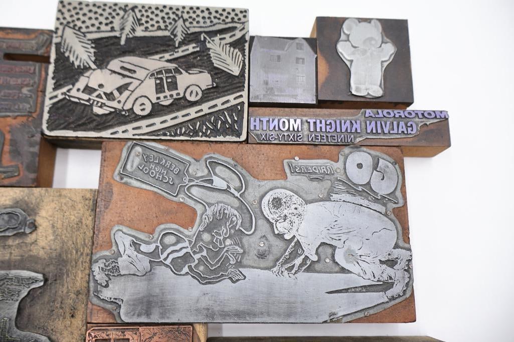 Assorted Vintage Letterpress Printing Blocks & Advertising Plates - 13