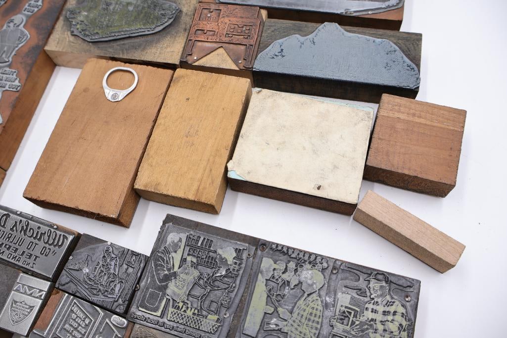 Assorted Vintage Letterpress Printing Blocks & Advertising Plates - 17