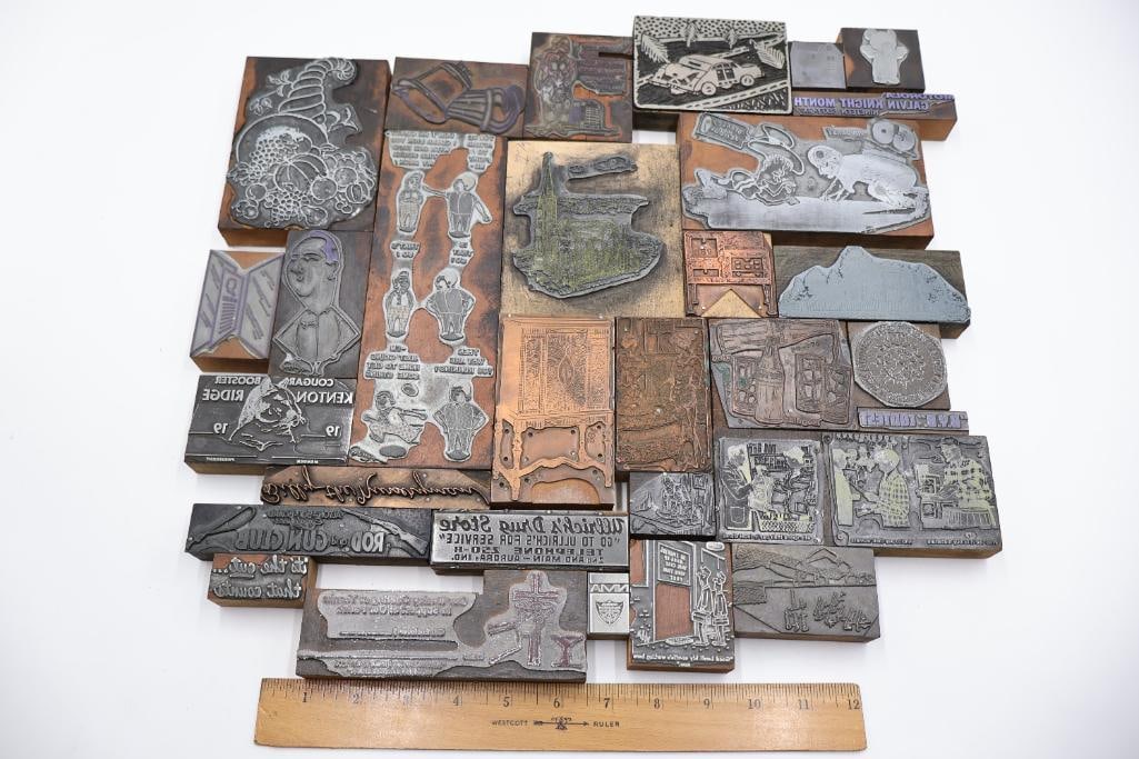 Assorted Vintage Letterpress Printing Blocks & Advertising Plates - 2