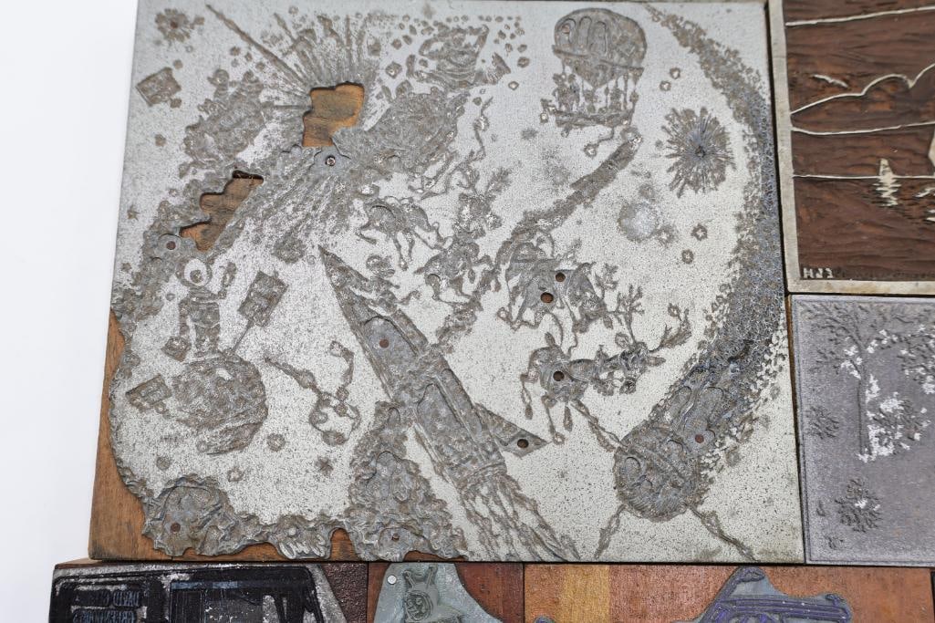 Large Collection of Vintage Printing Plates, Engraving Blocks & Letterpress Cuts - 10
