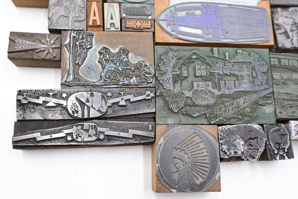 Large Collection of Vintage Printing Plates, Engraving Blocks & Letterpress Cuts - 16