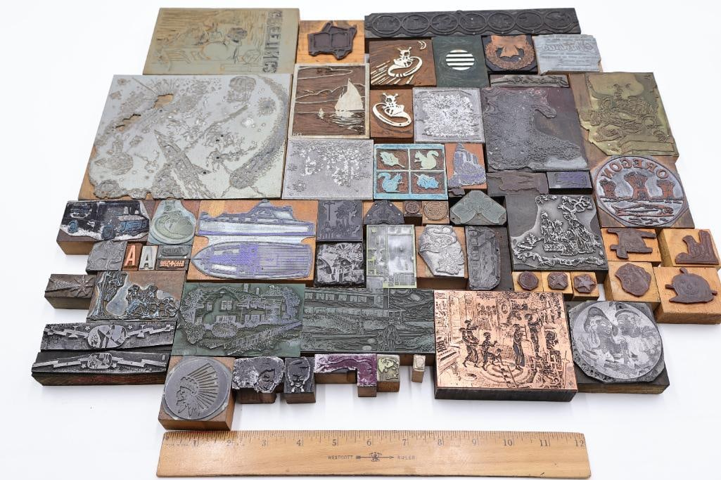 Large Collection of Vintage Printing Plates, Engraving Blocks & Letterpress Cuts - 2
