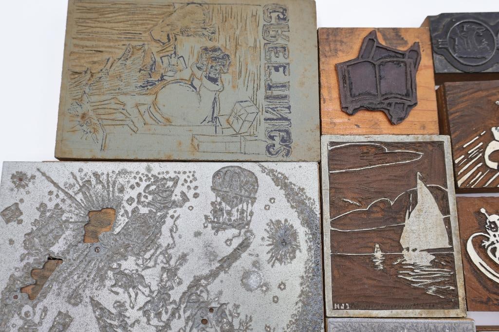 Large Collection of Vintage Printing Plates, Engraving Blocks & Letterpress Cuts - 9
