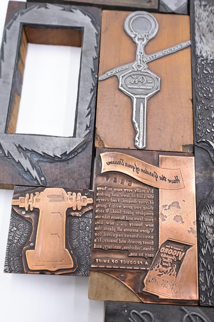 Vintage Letterpress Printing Blocks, Advertising Plates & Engraving Dies Collection - 13