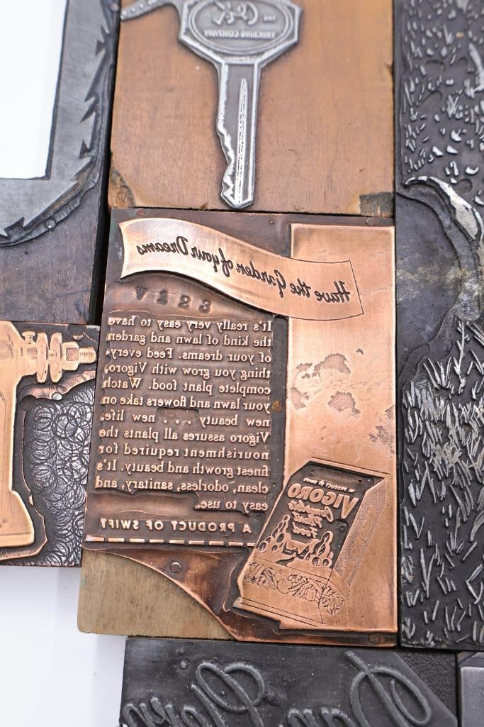Vintage Letterpress Printing Blocks, Advertising Plates & Engraving Dies Collection - 14