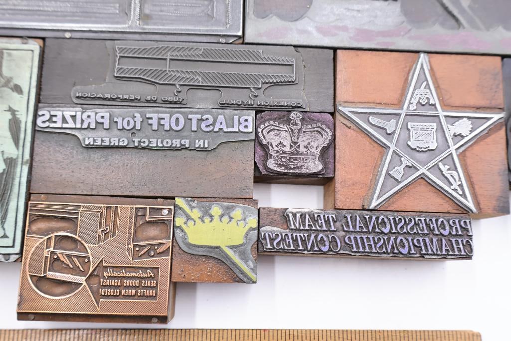 Vintage Letterpress Printing Blocks, Advertising Plates & Engraving Dies Collection - 3