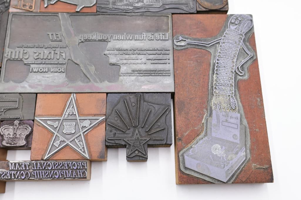 Vintage Letterpress Printing Blocks, Advertising Plates & Engraving Dies Collection - 4