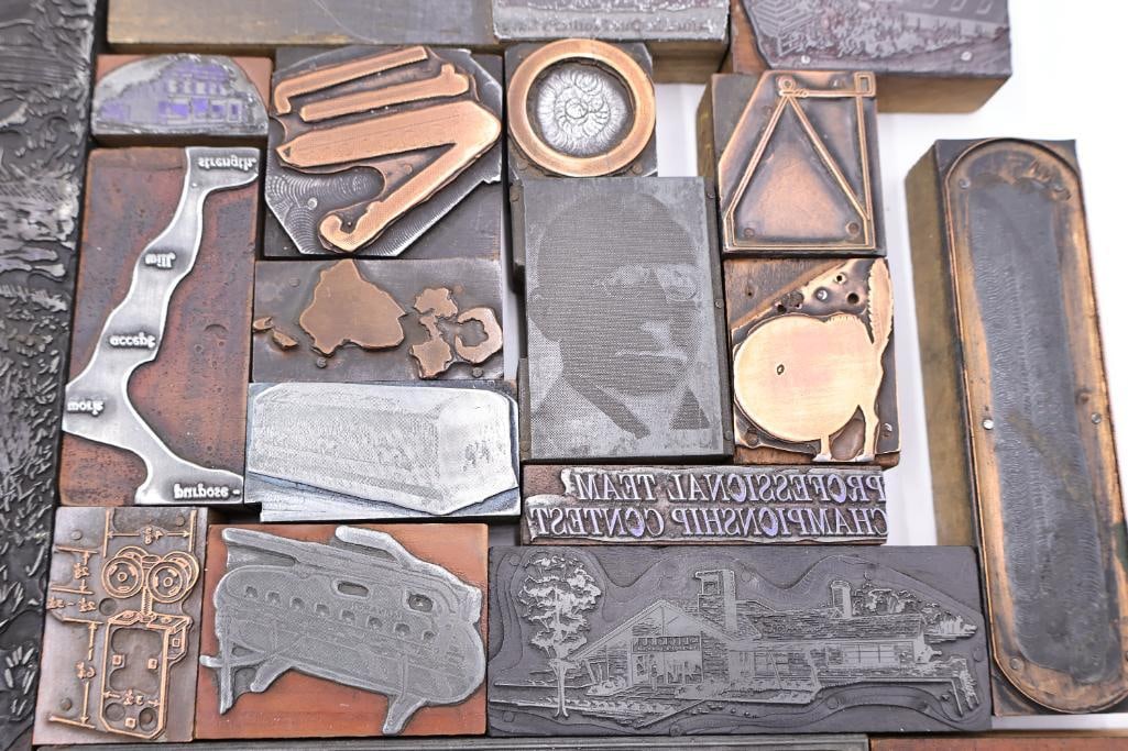 Vintage Letterpress Printing Blocks, Advertising Plates & Engraving Dies Collection - 7