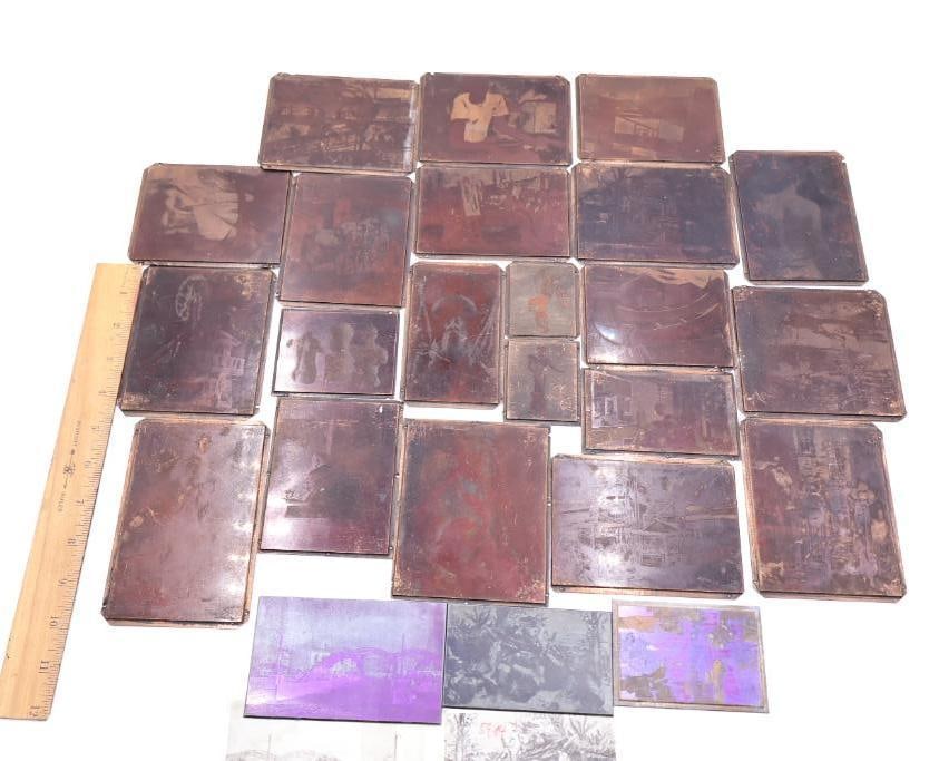 Collection of Antique Copperplate Etchings & Printing Plates - 2