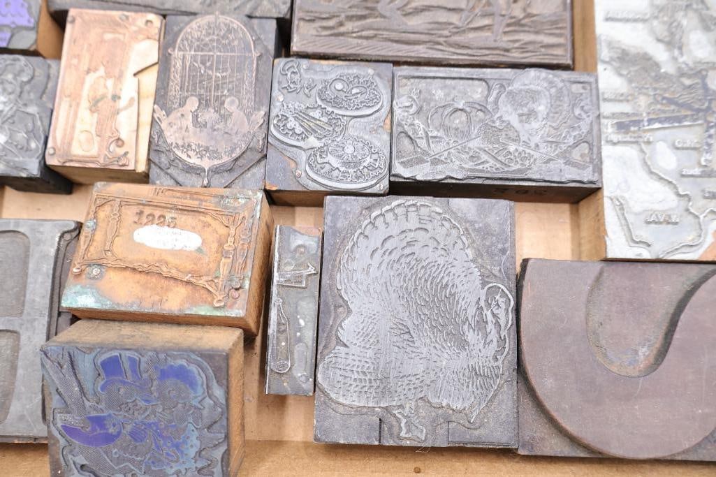 Large Collection of Vintage Printing Plates, Letterpress Blocks & Engraved Dies - 16