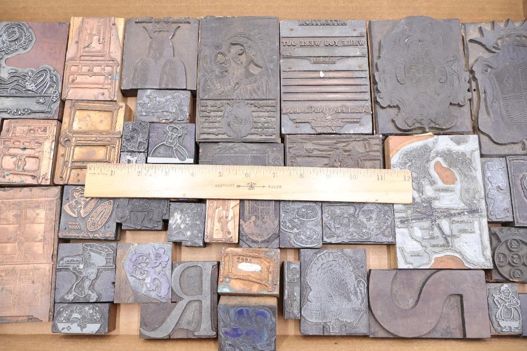 Large Collection of Vintage Printing Plates, Letterpress Blocks & Engraved Dies - 2
