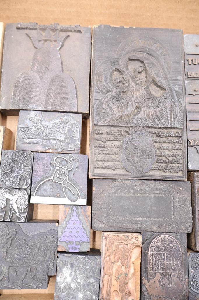 Large Collection of Vintage Printing Plates, Letterpress Blocks & Engraved Dies - 9