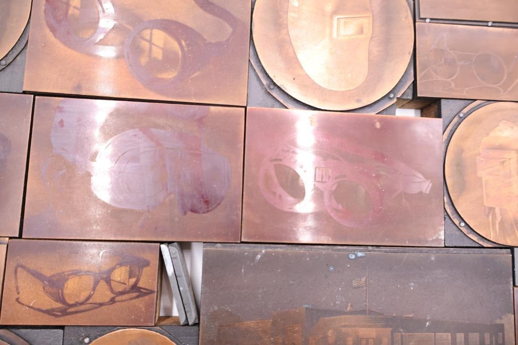 Vintage Industrial Printing Plates Featuring Eyewear & Welding Imagery - 10