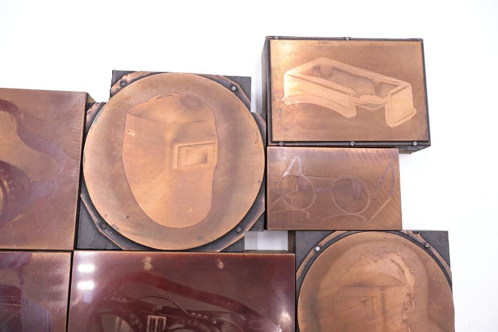 Vintage Industrial Printing Plates Featuring Eyewear & Welding Imagery - 11