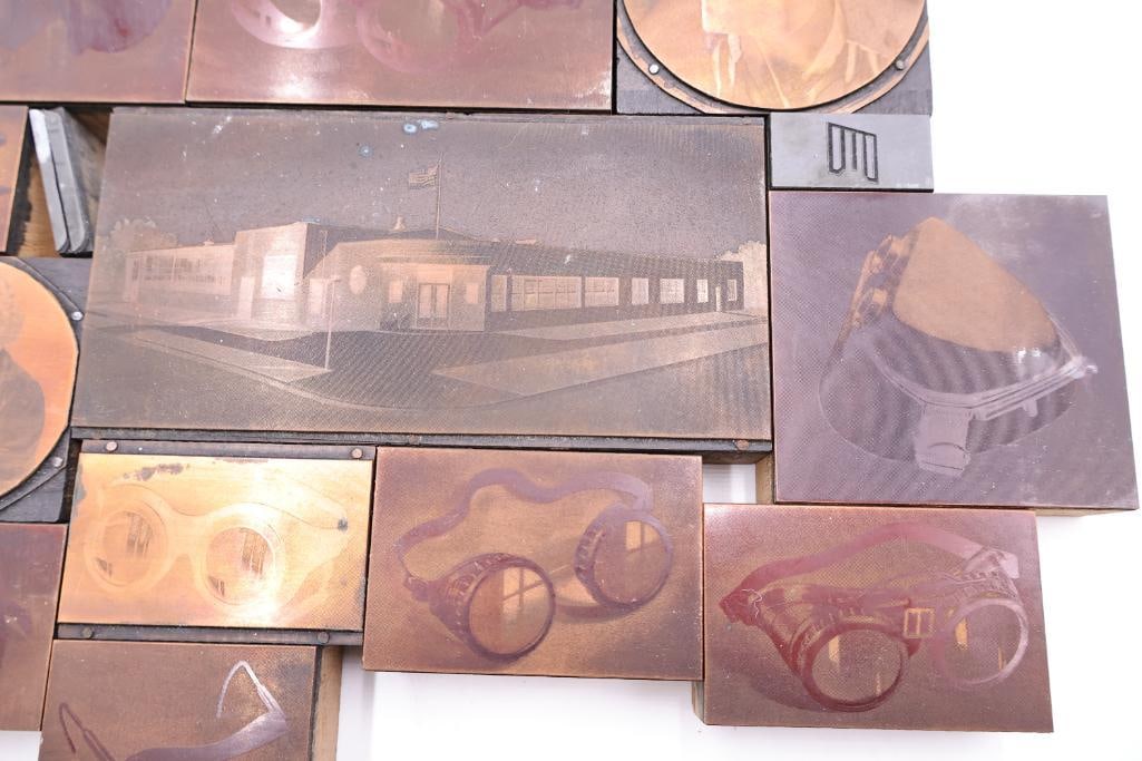 Vintage Industrial Printing Plates Featuring Eyewear & Welding Imagery - 8