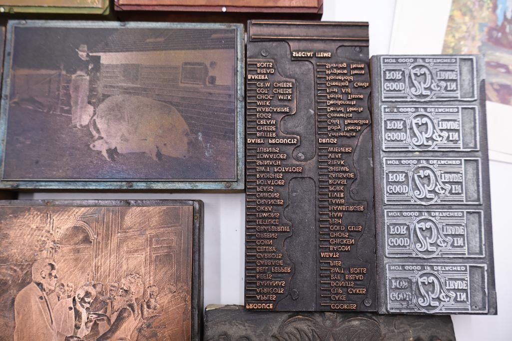 Large Collection of Antique Copper Printing Plates, Engraving Blocks & Letterpress Dies - 10