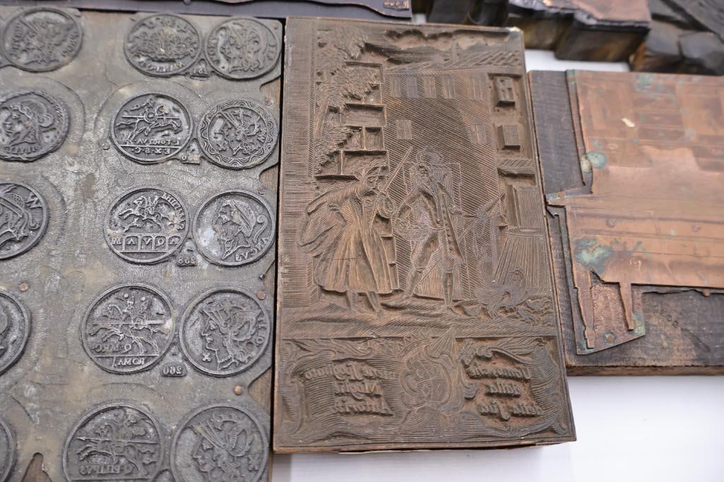 Large Collection of Antique Copper Printing Plates, Engraving Blocks & Letterpress Dies - 13