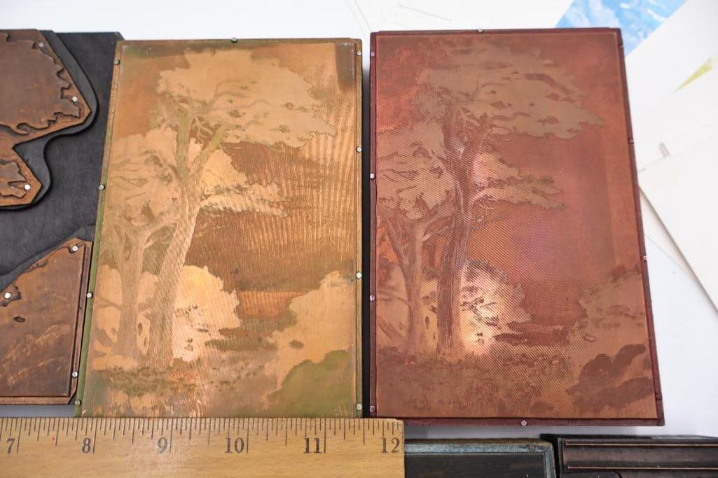 Large Collection of Antique Copper Printing Plates, Engraving Blocks & Letterpress Dies - 5