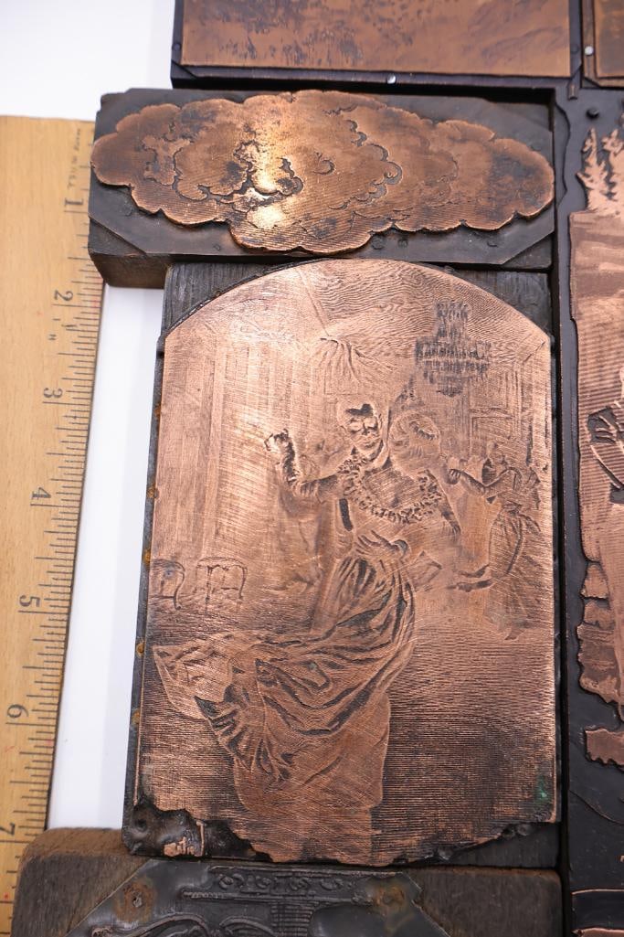 Large Collection of Antique Copper Printing Plates, Engraving Blocks & Letterpress Dies - 6