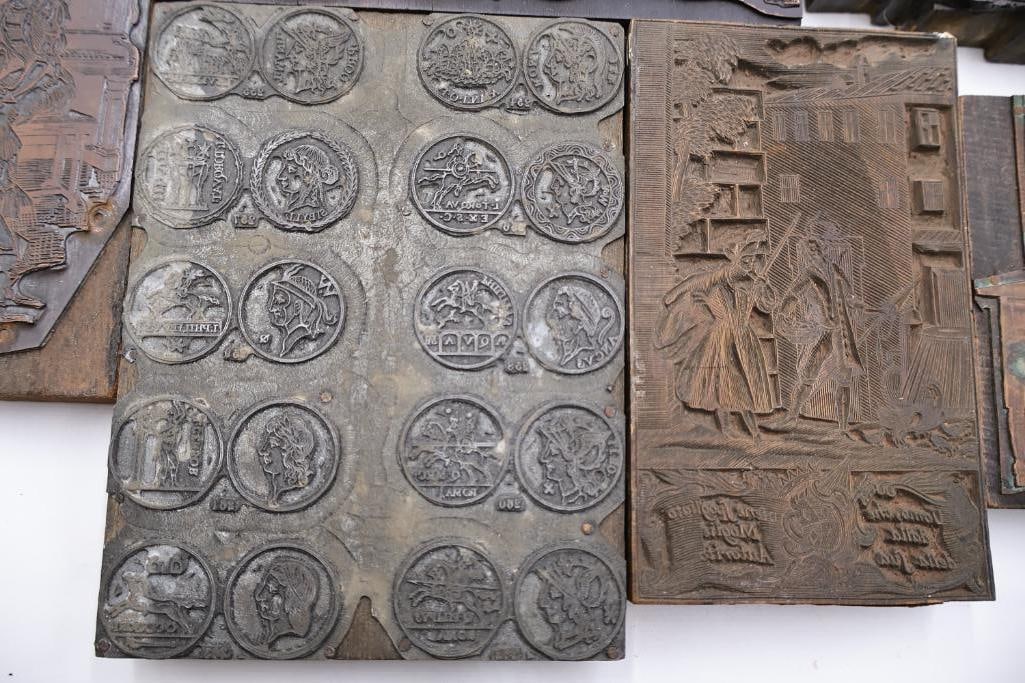 Large Collection of Antique Copper Printing Plates, Engraving Blocks & Letterpress Dies - 9